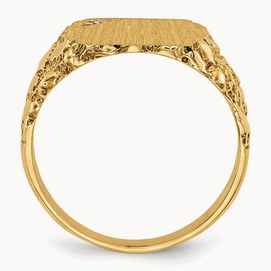 11.5x10. AA Diamond Closed Back Signet Ring, 0mm, 14K