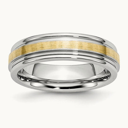Cobalt 14k Gold Inlay Satin and Polished 6mm Band