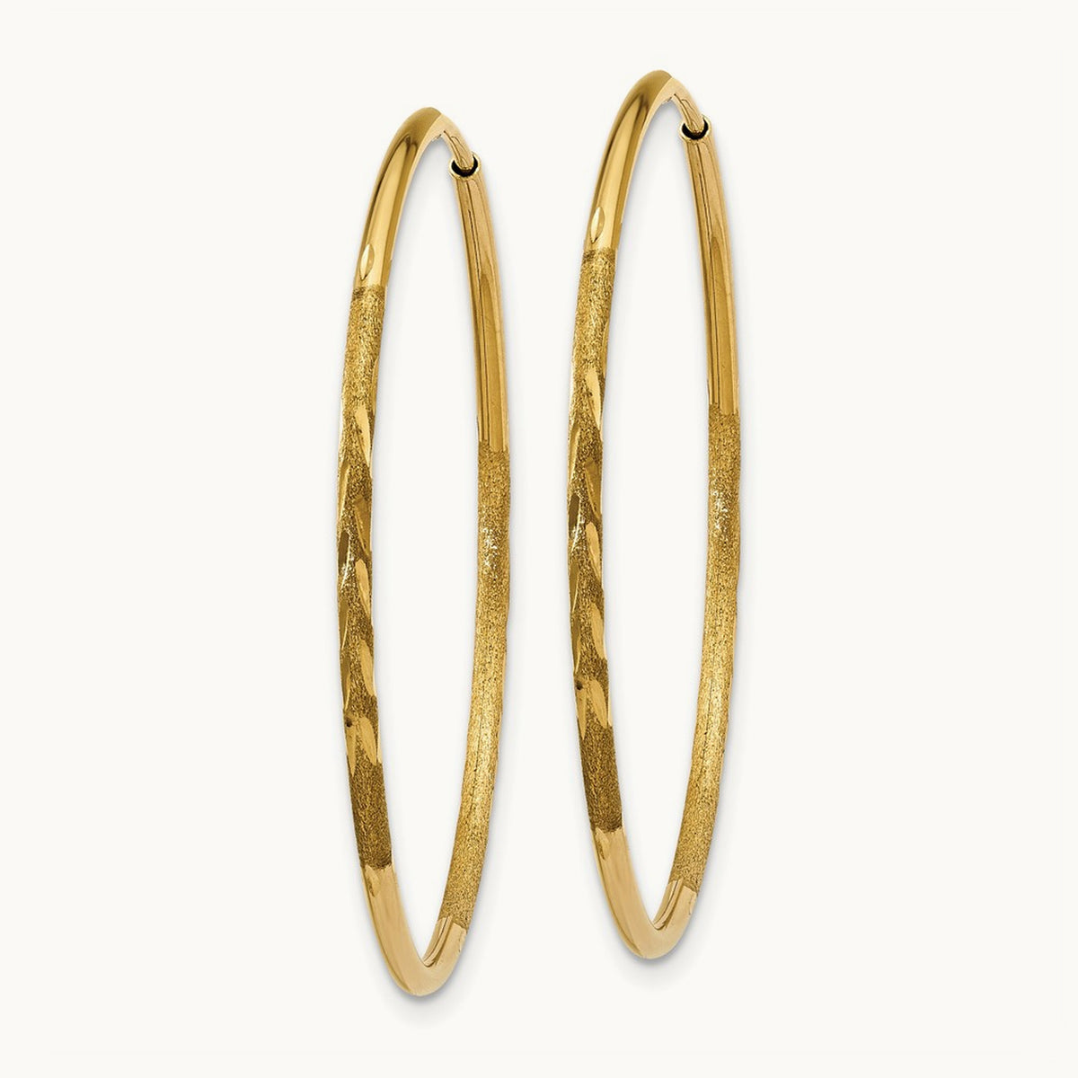 Diamond-cut Endless Hoop Earring — 14K Yellow Gold