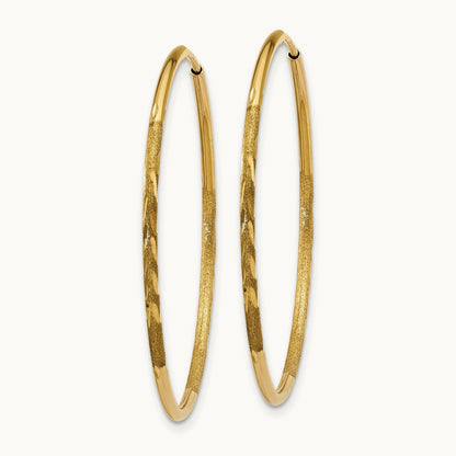 Diamond-cut Endless Hoop Earring — 14K Yellow Gold