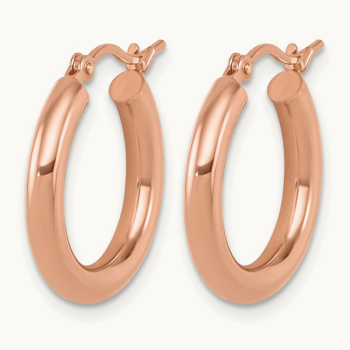 Polished Hoop Earrings, 10K Rose Gold — Leslie's