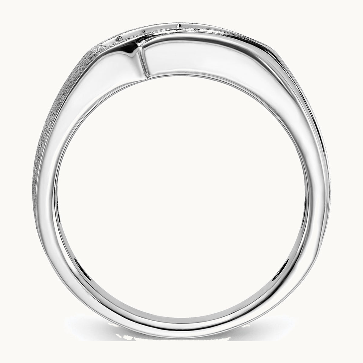 IBGoodman 14K White Gold with Black Rhodium Men's Polished Satin and Grooved 1/4 Carat AA Quality Diamond Ring
