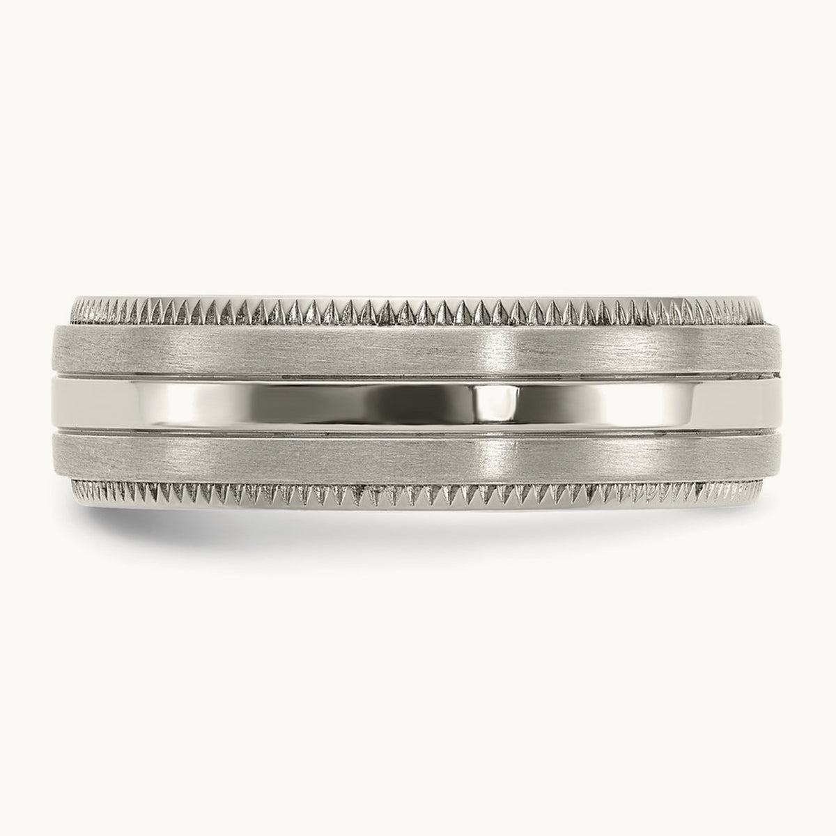 Brushed and Polished Textured Edge Band, 7mm, Titanium