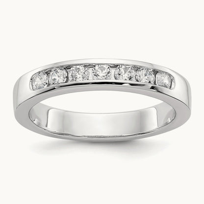 7-Stone Diamond Channel Band, 14K White Gold