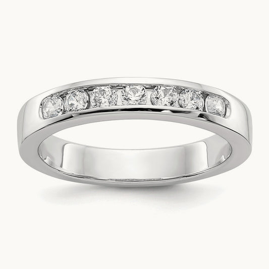 7-Stone Diamond Channel Band, 14K White Gold