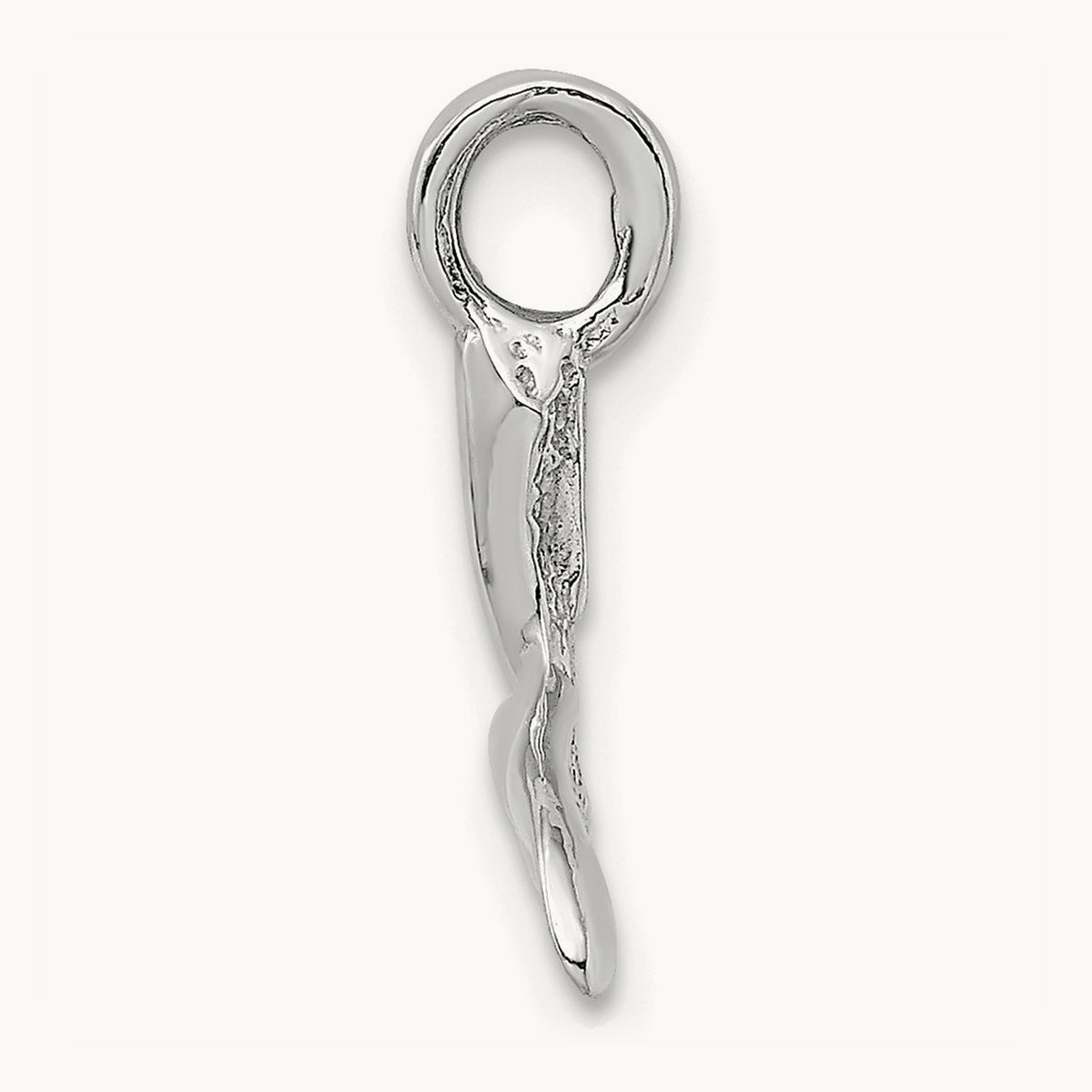 3-D Polished Whale Tail Chain Slide — 14K White Gold, 20mm
