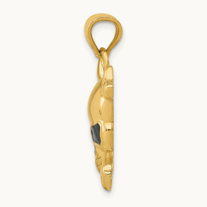 Enameled Skull Pendant, 14K