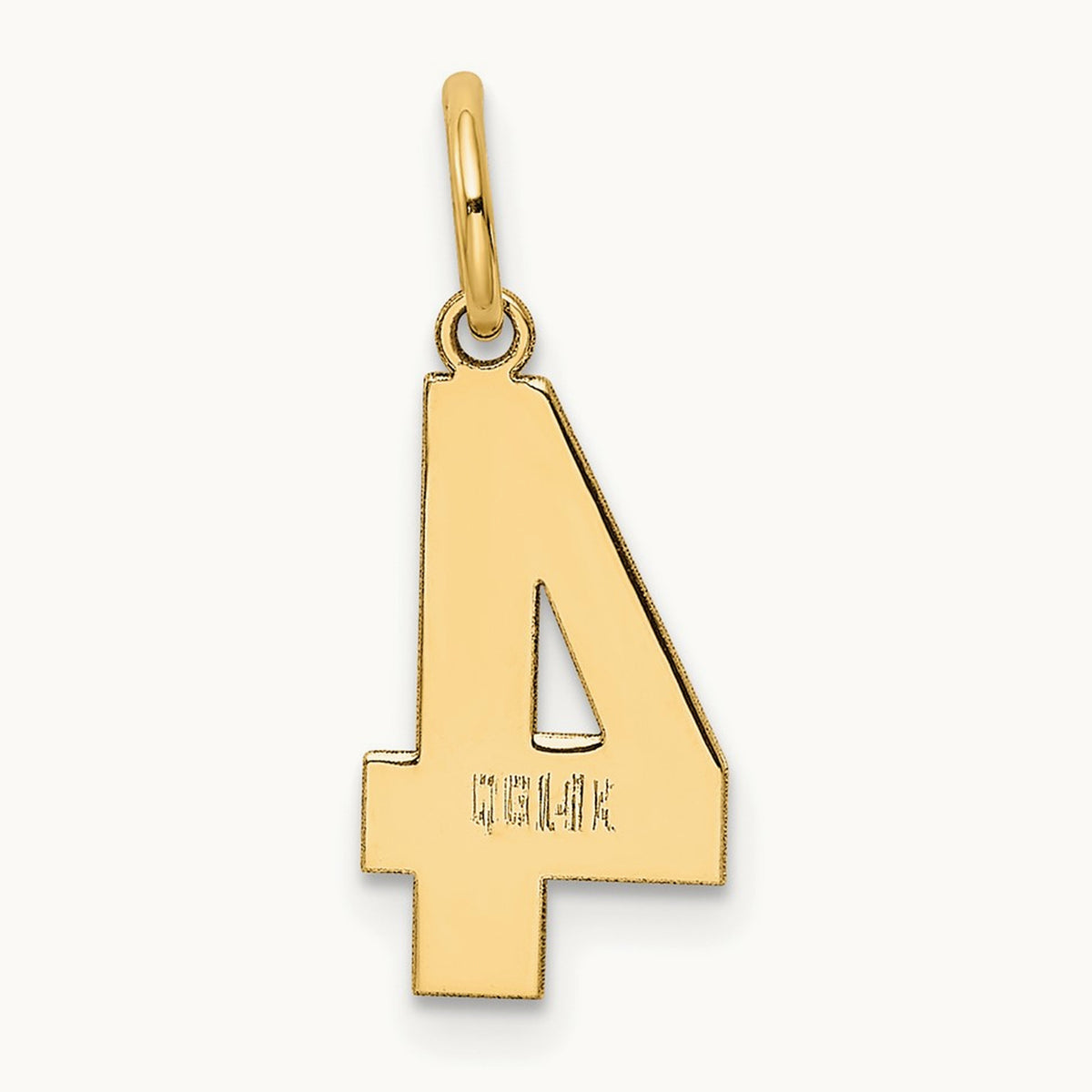 Medium Polished Number 4 Charm — 14K Yellow Gold