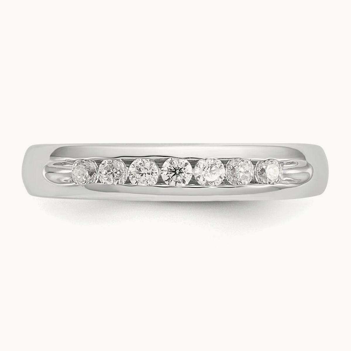 7-Stone Diamond Channel Band, 14K White Gold