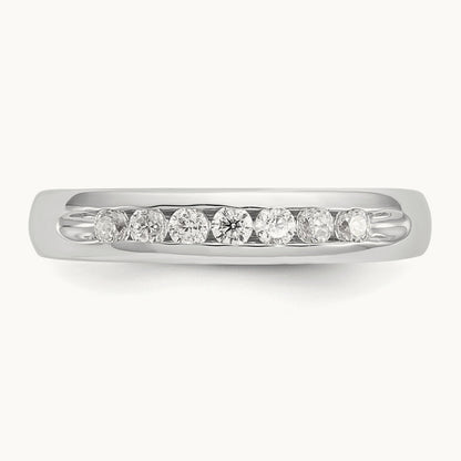 7-Stone Diamond Channel Band, 14K White Gold