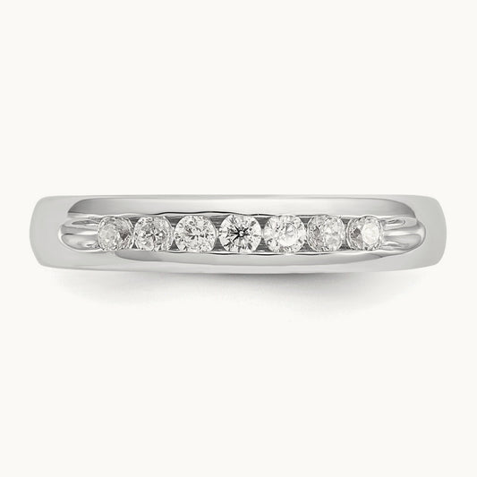 7-Stone Diamond Channel Band, 14K White Gold