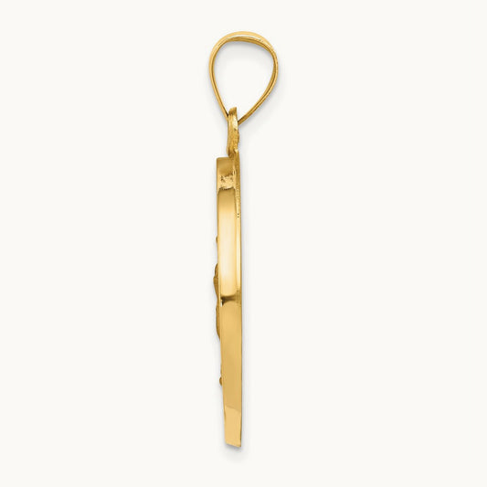 Polished/Satin Our Lady of Guadalupe Medal Hollow Pendant, 14K