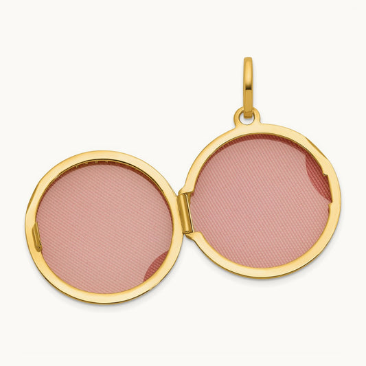 Polished with Border Round Locket, 20mm, 14K