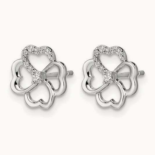 Diamond Fancy Clover Earrings, 14K White Gold
