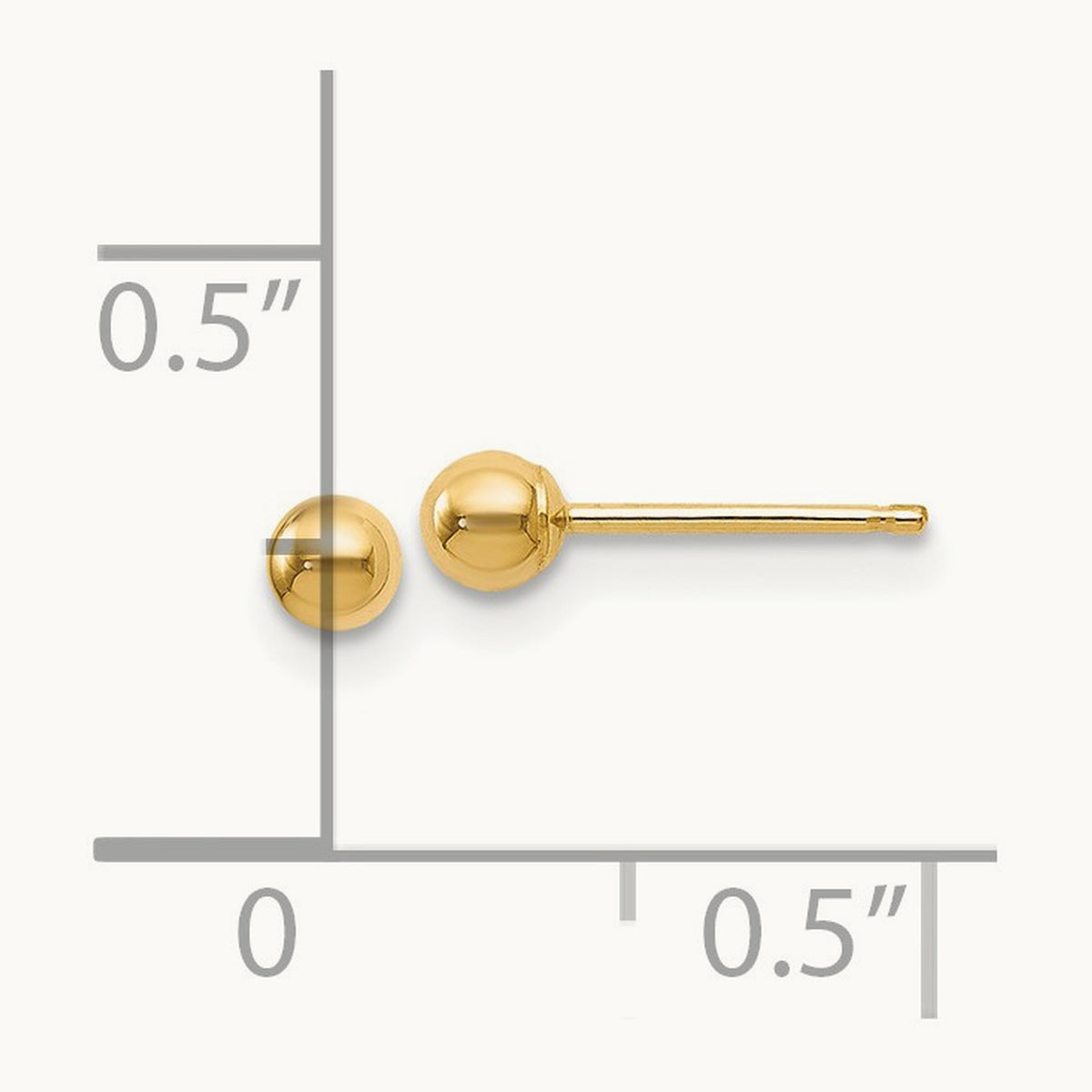 Polished Ball Post Earrings — 14K Yellow Gold, 3mm