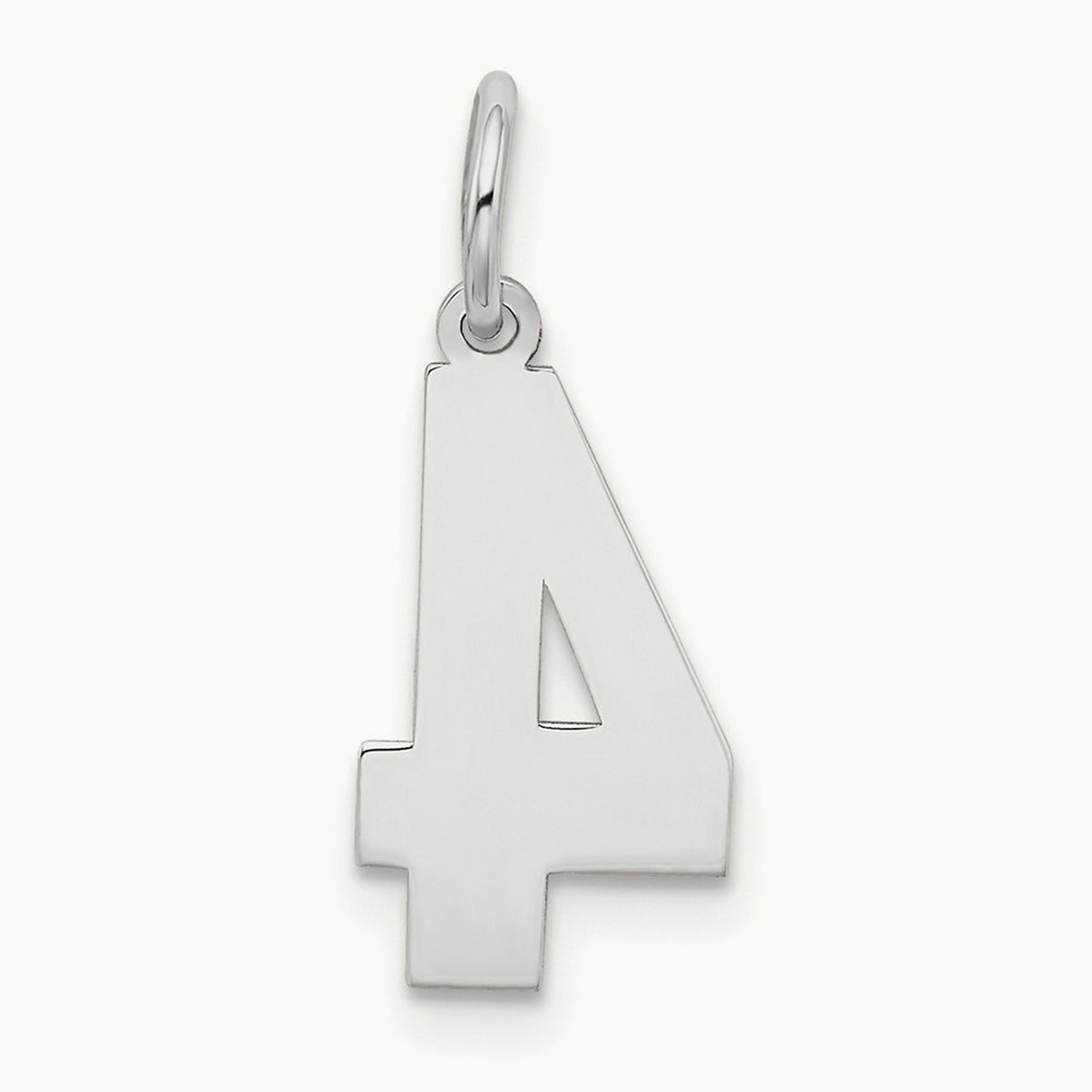 Medium Satin Number 4 Charm — 14K White Gold