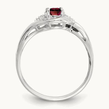 Garnet and Diamond Ring — 14K White Gold