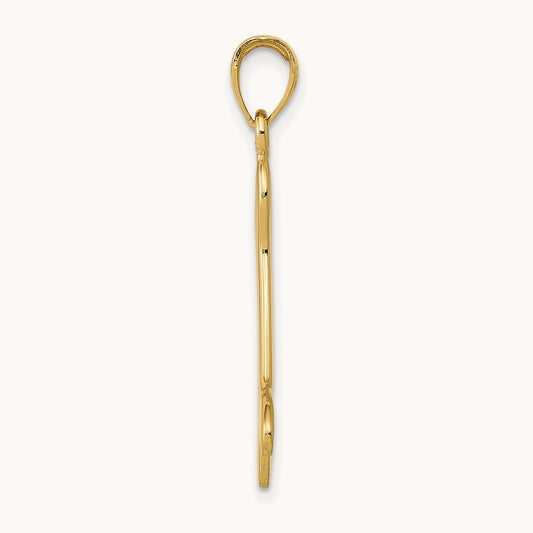 Solid Polished Dog Bone Charm — 14K Yellow Gold