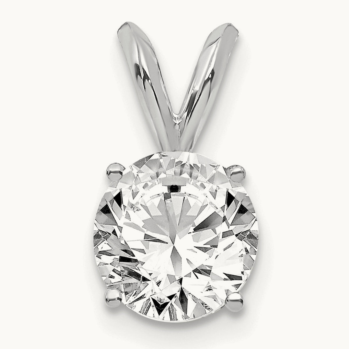 Four-Prong Solitaire Pendant, 0.25-1.00 ct Lab-Grown Diamond — 14K White Gold