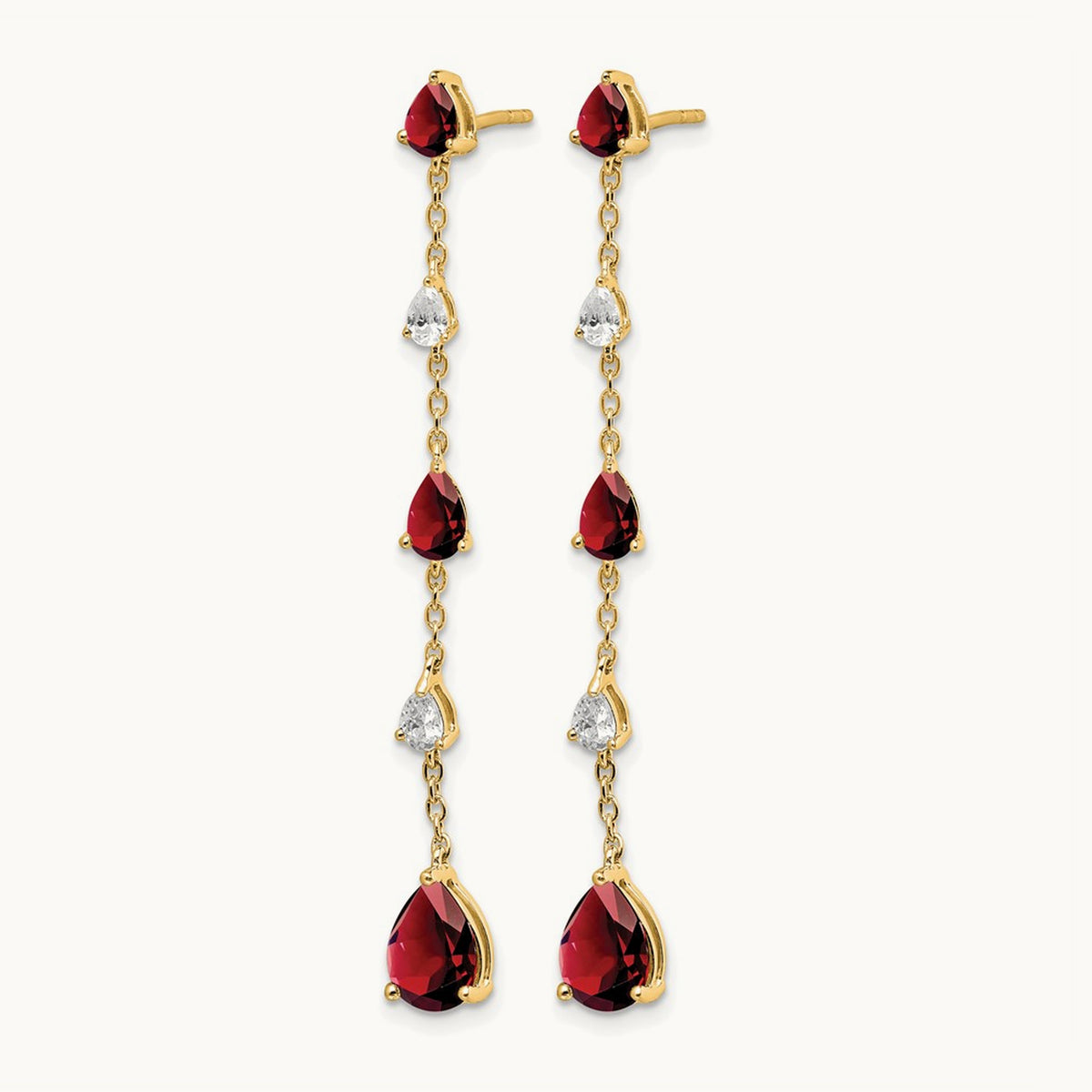 Garnet and Topaz Dangle Earrings — 14K Yellow Gold