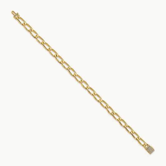 Hand-Polished Open Link Diamond Clasp Bracelet — 5.9mm