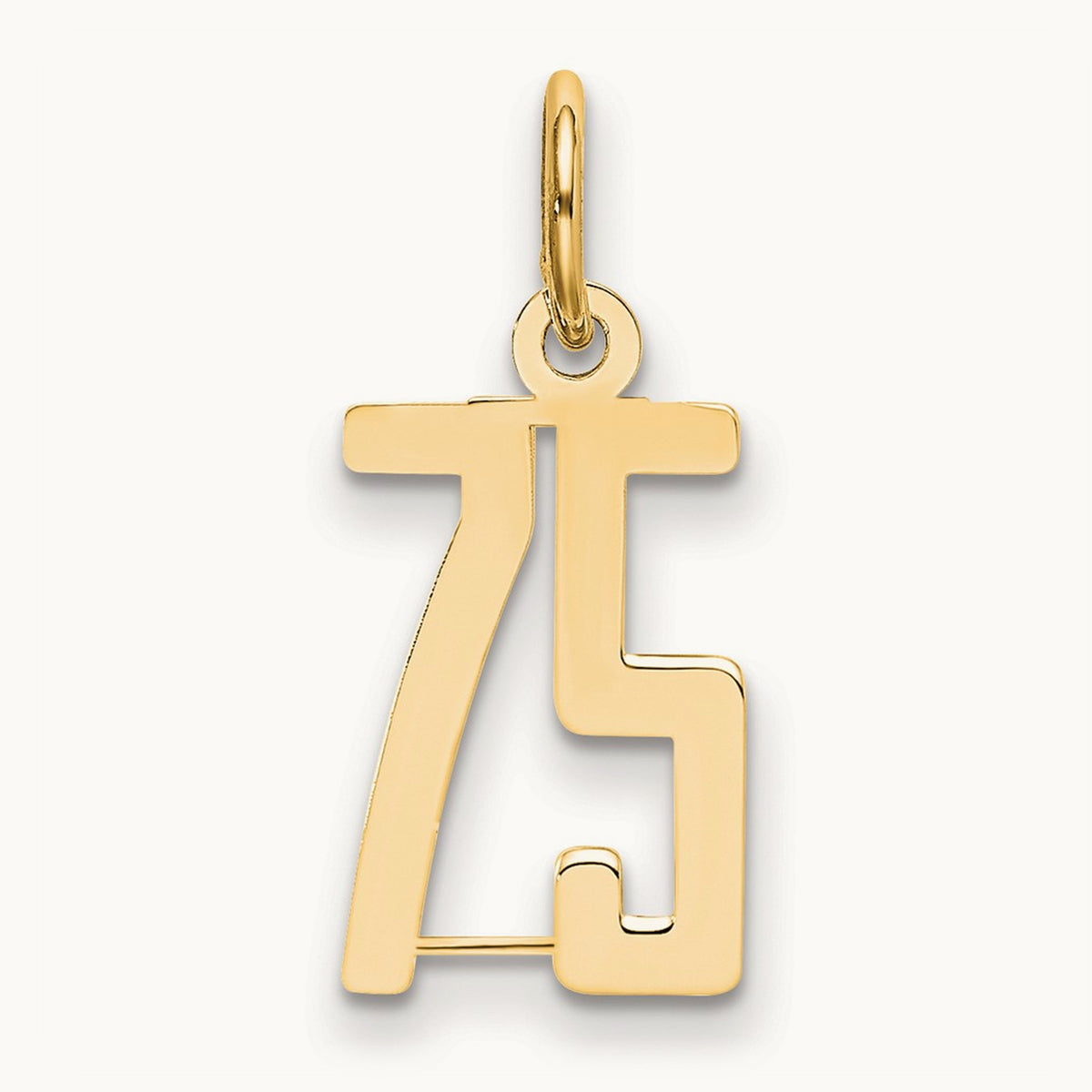 Small Elongated Number 75 Charm, 14K