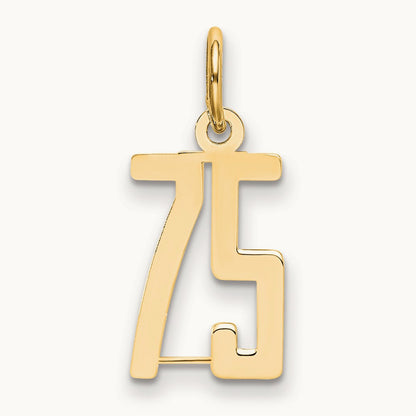 Small Elongated Number 75 Charm, 14K