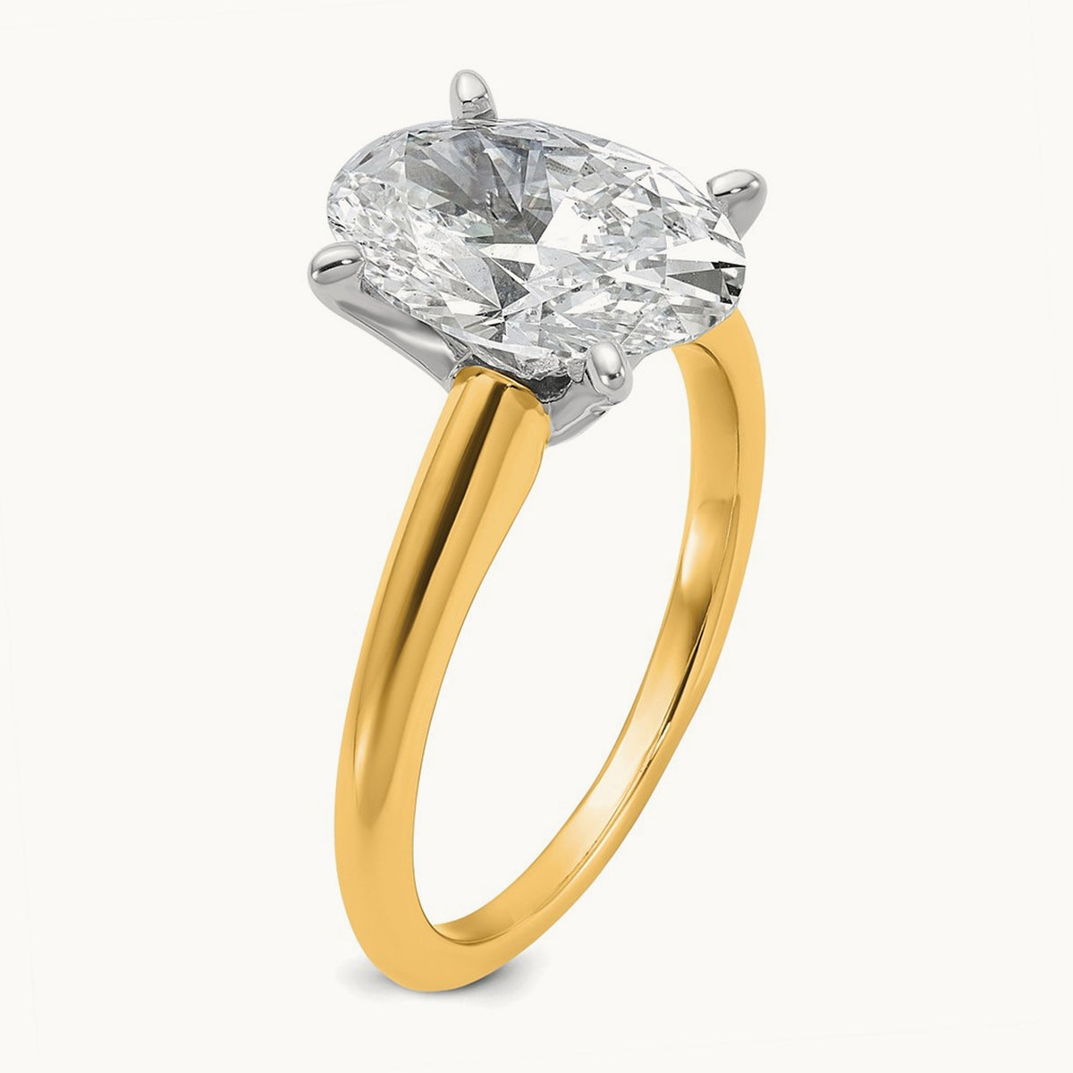 Oval Solitaire Engagement Ring, 0.50-5.00 ct tw Lab-Grown Diamond — 3 ct, 14K Two-Tone