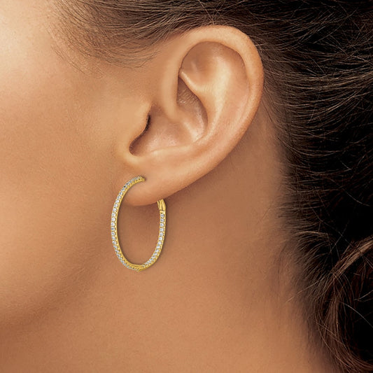 In/Out Hoop Earrings, 0.75-1.00 ct tw Lab-Grown Diamond — 3/4 ct, 14K Yellow Gold
