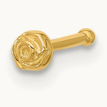 20 Gauge Polished Rose Nose Stud, 14K