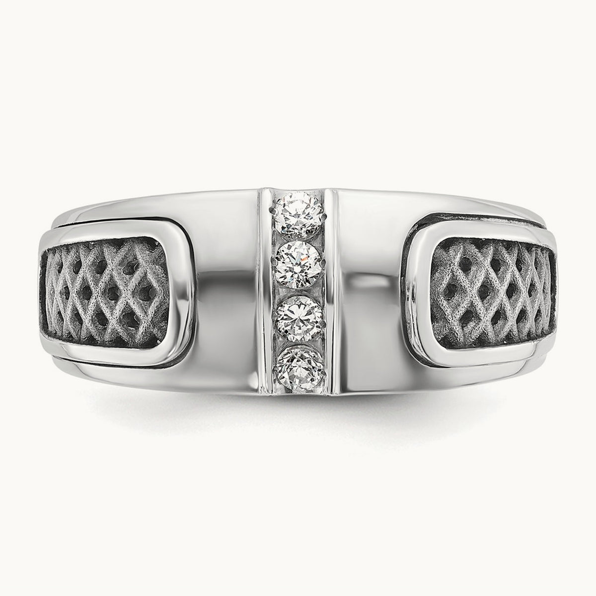 IBGoodman Men's w/Black Rhodium Diamond Complete Ring, 14K White Gold