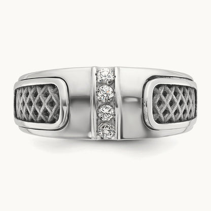 IBGoodman Men's w/Black Rhodium Diamond Complete Ring, 14K White Gold