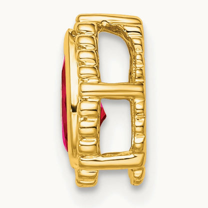 Pear Ruby Chain Slide — 14K Yellow Gold
