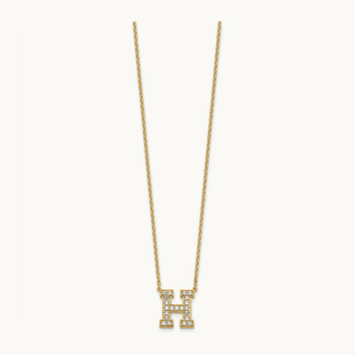 Initial Necklace — 14K Yellow Gold, H, 1/2 ct