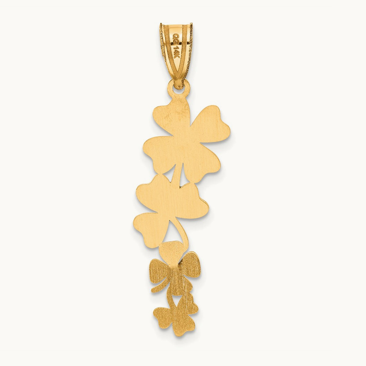 Polished with Green Enameled Clovers Pendant, 14K