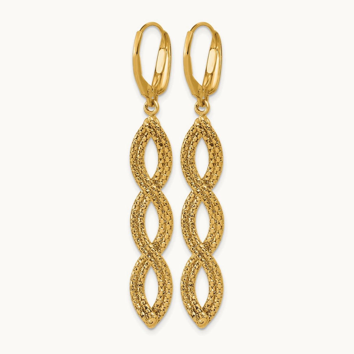 Polished Fancy Woven Dangle Leverback Earrings, 14K — Leslie's