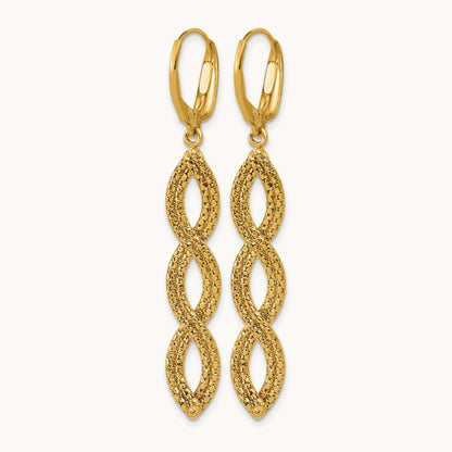 Polished Fancy Woven Dangle Leverback Earrings, 14K — Leslie's