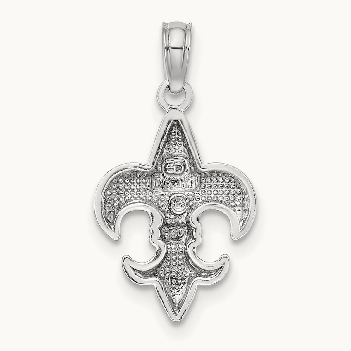 2-D Small Fleur de Lis Charm — 14K White Gold