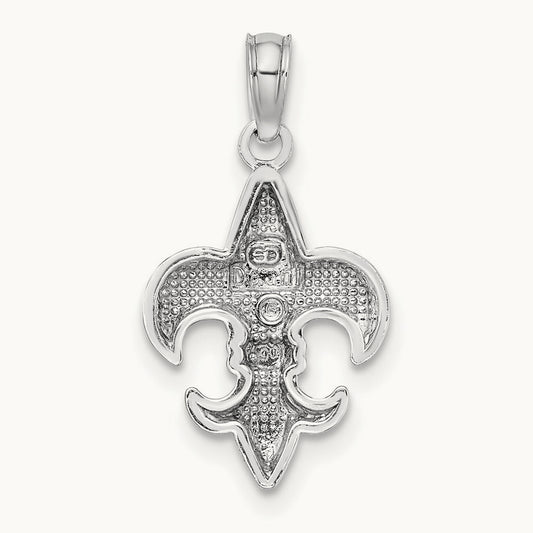 2-D Small Fleur de Lis Charm — 14K White Gold