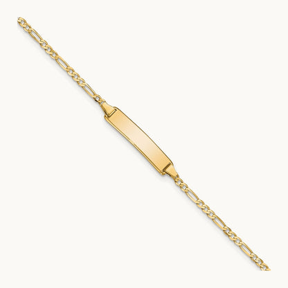 Flat Figaro Link ID Bracelet — 8 inch