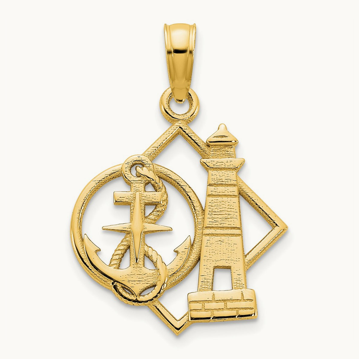 Lighthouse and Anchor Charm, 14K Yellow Gold