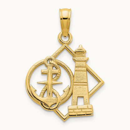 Lighthouse and Anchor Charm, 14K Yellow Gold