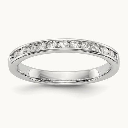 11-Stone Diamond Channel Band, 14K White Gold