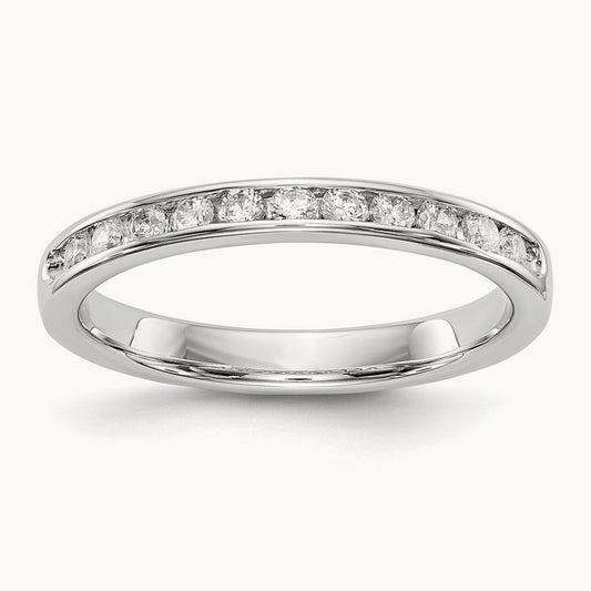 11-Stone Diamond Channel Band, 14K White Gold