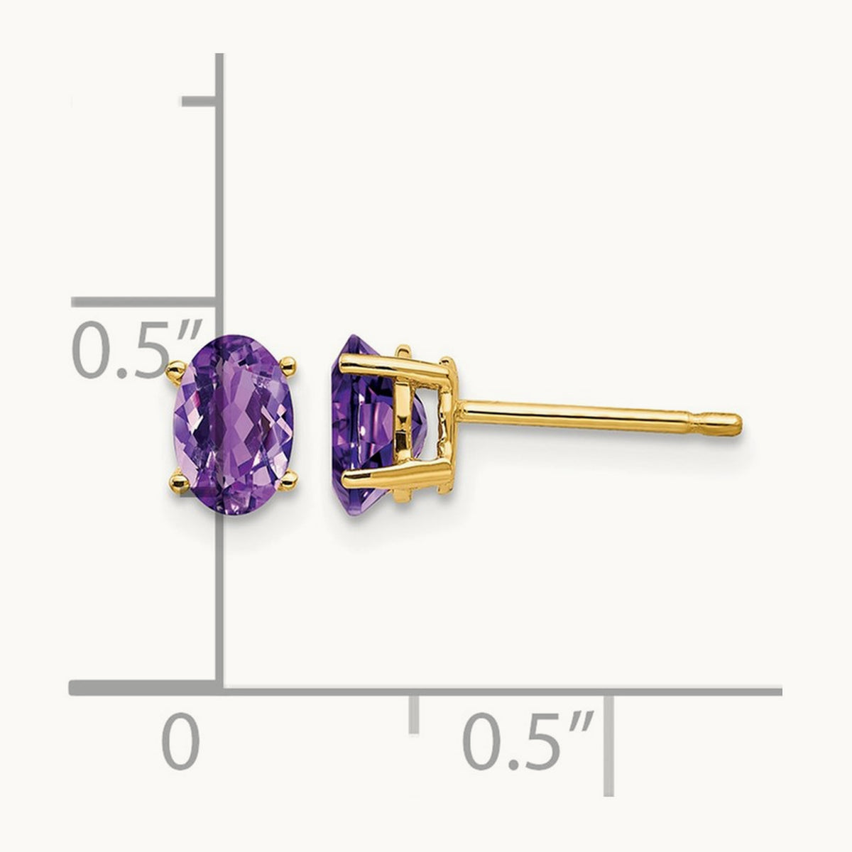 6x4mm Oval Amethyst Earrings, 14K
