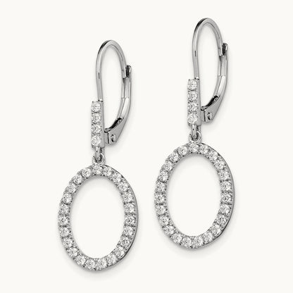 Dangle Oval Leverback Earrings, 0.50 ct tw Lab-Grown Diamond — 14K White Gold