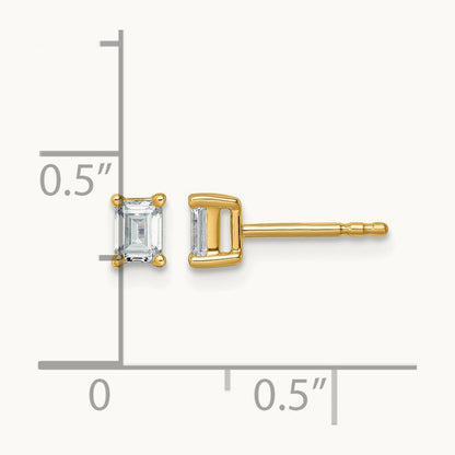 Emerald Four-Prong Stud Earrings, 0.50-6.00 ct tw Lab-Grown Diamond — 1/2 ct, 14K Yellow Gold