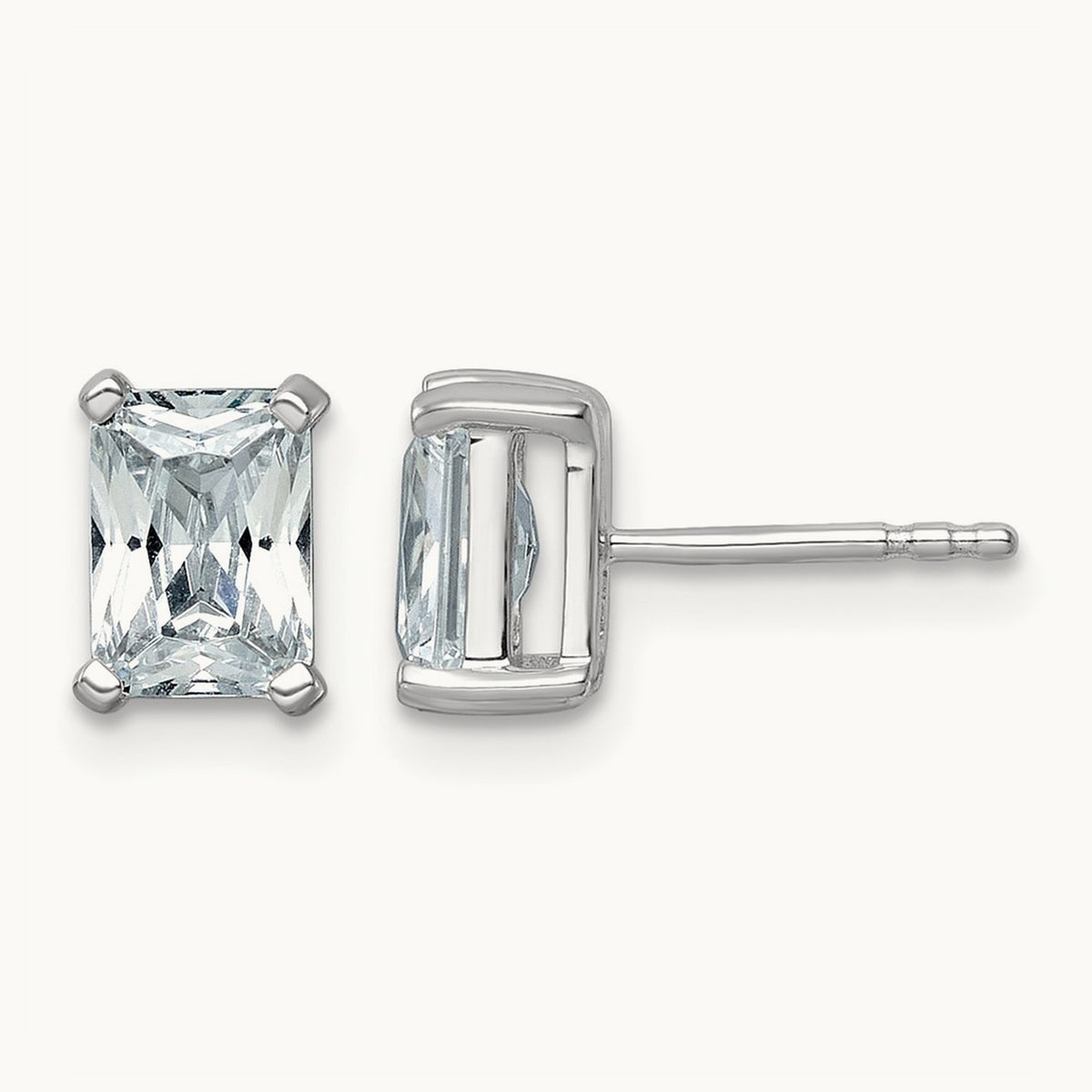 Radiant Four-Prong Stud Earrings, 0.50-6.00 ct tw Lab-Grown Diamond — 2 ct, 14K White Gold