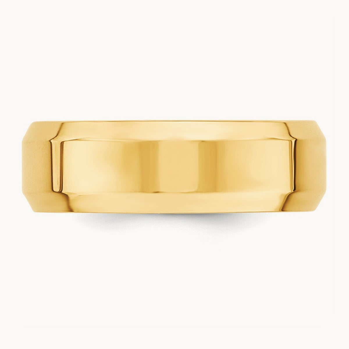 Bevel Edge Comfort Fit Band, 7mm, 10K Yellow Gold