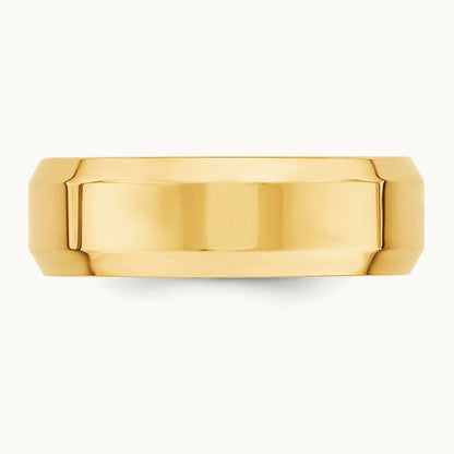 Bevel Edge Comfort Fit Band, 7mm, 10K Yellow Gold